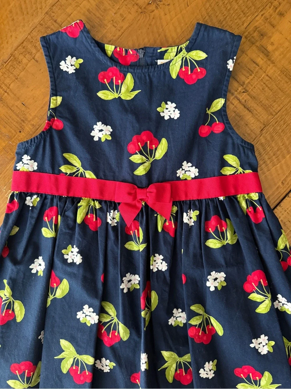 Gymboree 100% cotton Navy Cherry Print Dress